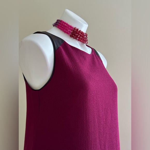 Anthropologie HD in Paris Berry Faux Leather Trim Ruffle Hem Sleeveless Sz 4 - Picture 5 of 15